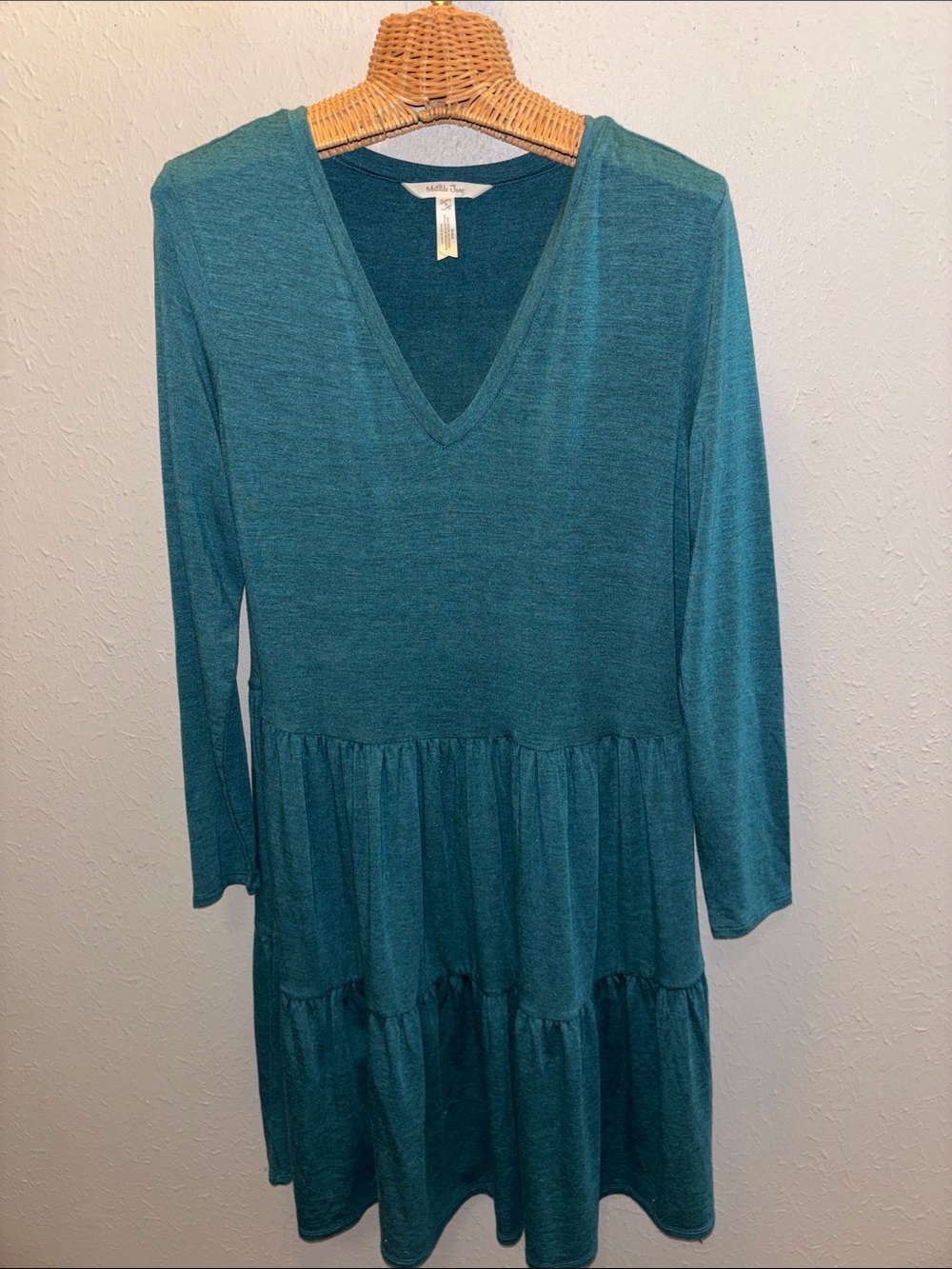 Matilda Jane Teal Green Ruffle Tier Peasant Dress Fall Ready Women’s Sz Small